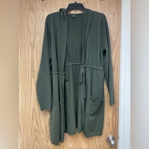 Olive green knit cardigan
